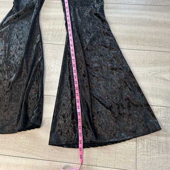 black velvet flare pants y2k bell bottoms festival goth - Picture 5 of 5